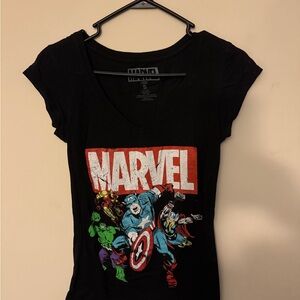 Marvel Black V-Neck with Bold Red Logo